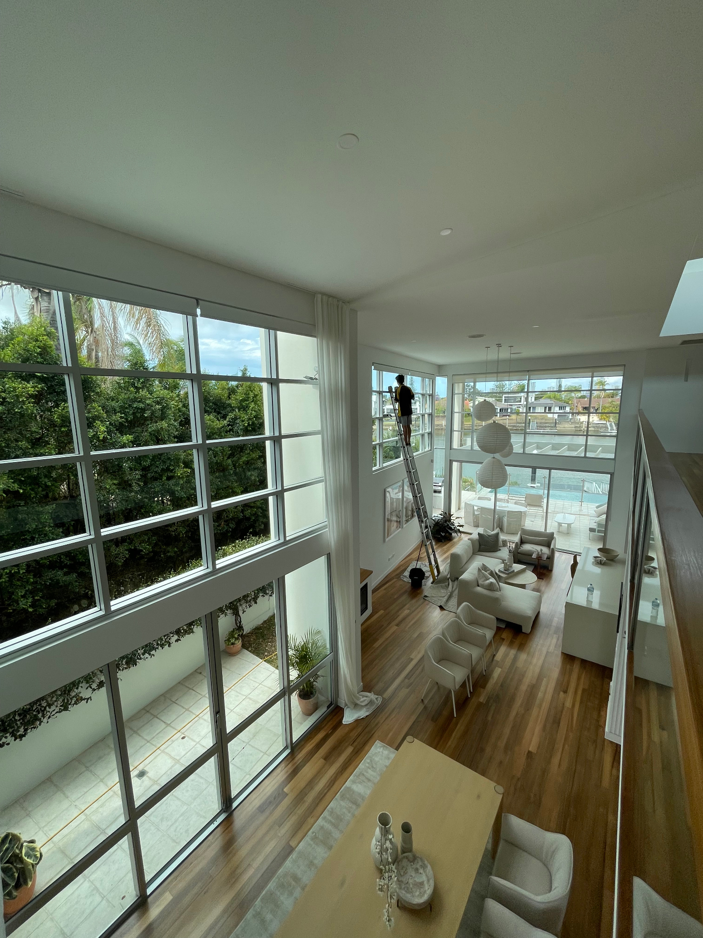 Bright natural light through professionally cleaned windows