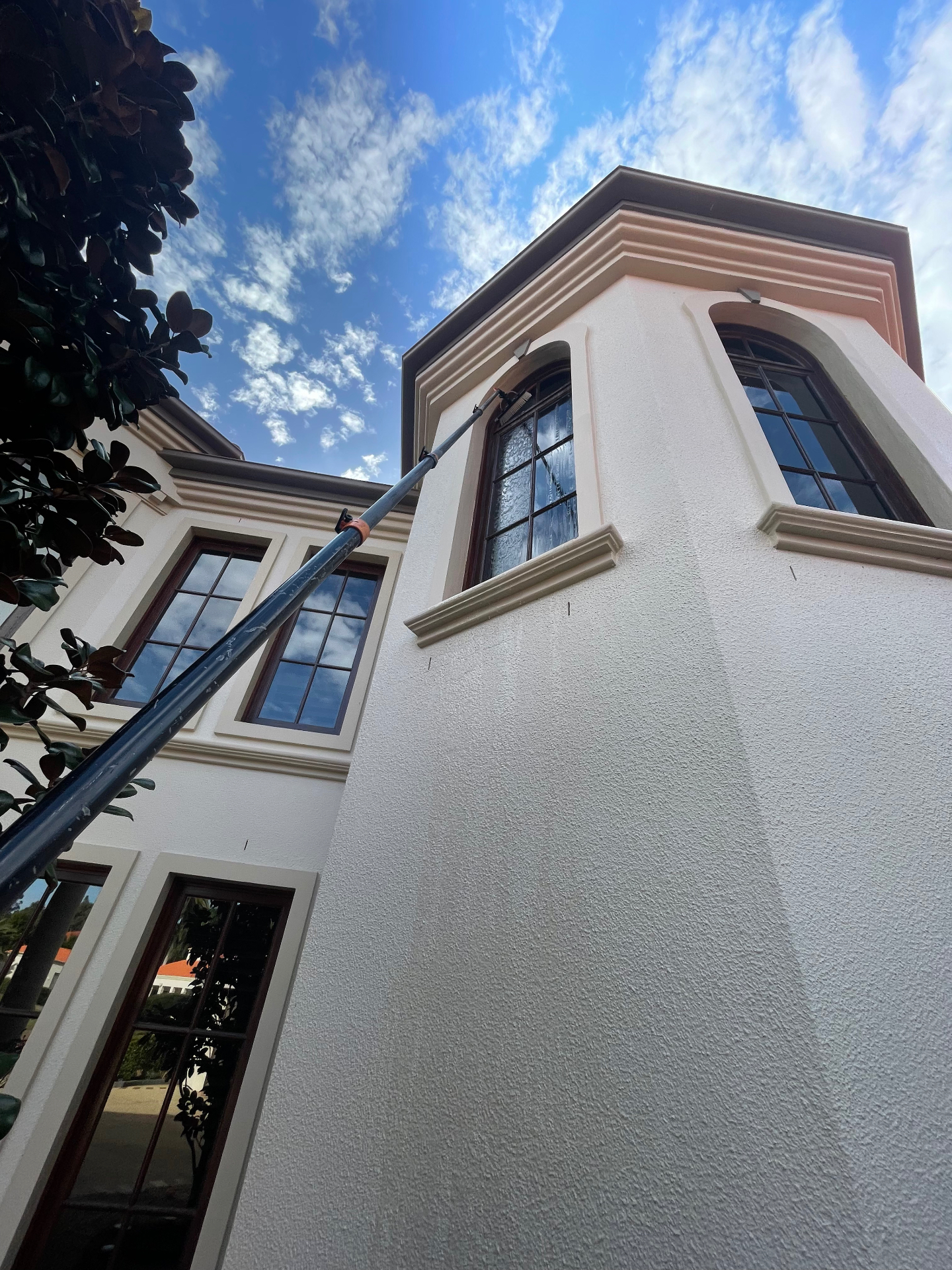 Pure water window cleaning system in action
